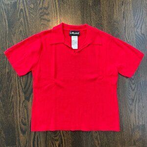 Vintage 100% Cotton Sag Harbor Petite Red Cotton Short Sleeve Sweater - PL